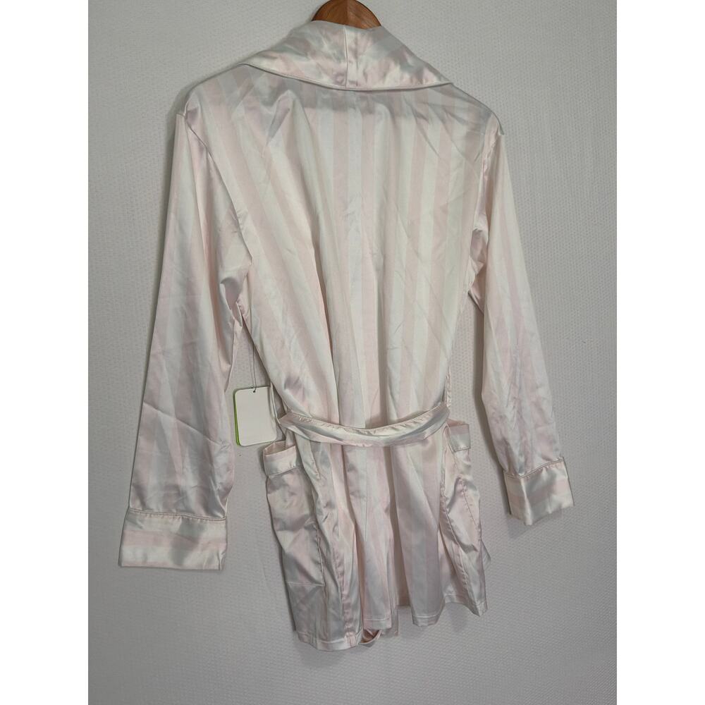 Sam Edelman Small Pink White Stripe Smoking Jacket Belted NWT‎ - Picture 7 of 7